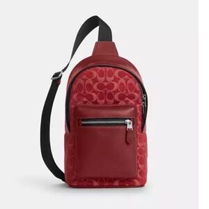 ❤️Coach NWT West Pack In Signature Red Denim with Silver Hardware